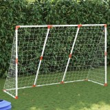 Poarta Fotbal Copii 2in1 vidaXL, 184cm, Alb + Mingi, Interior/Exterior, Portabila, Cadru Robust, Antrenament, Joc