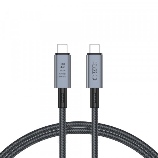 Cablu Date si Incarcare USB-C - USB-C Tech-Protect Ultraboost Max, 240W, 1m, Gri