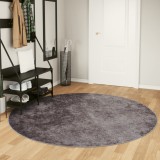 Covor Gri Lavabil &Oslash; 200 cm, Antialunecare, Poliester Catifea