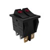 Intr CR 37x31x25mm dublu 15A 250Vac negru cu iluminare rosie