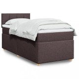 vidaXL Pat box spring cu saltea, maro &icirc;nchis, 90x190 cm, textil