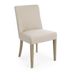Scaun cu tapiterie din textil crem si picioare lemn maro Beatriz 48 cm x 57 cm x 88 h x 49 h