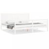Cadru pat cu tablie 200x200 cm, alb, lemn masiv