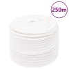 VidaXL Fr&acirc;nghie de barcă, alb complet, 12 mm, 250 m, polipropilenă
