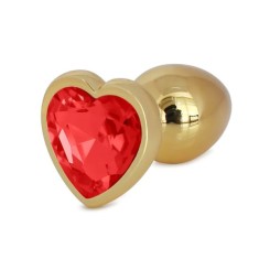 Dop Anal Hearty Buttplug, Medium, Auriu/Rosu, Passion Labs