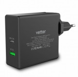 Incarcator Retea Vetter Fast Travel Charger With PD QC 3.0 Dual Port 60W USB Type C Black TCVTPDQC30D