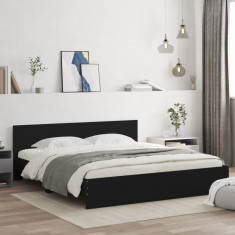 Cadru de pat cu tablie, negru, 160x200 cm