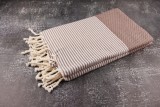 Prosop Plajă | Fouta |Tunis Maro Sahara Cu Dungi Albe 200 x 100 cm