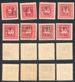 ROMANIA 1919 ocupatia &icirc;n Colomeea - Pocuția lot 8 timbre porto MNH cu supratipar CMT pe Austria 1 ranversat, 4 autentificate Turliuc