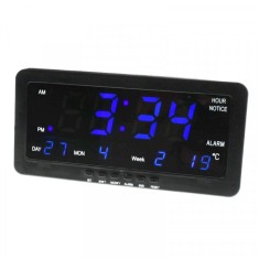 Ceas Electronic Birou Perete LED 28.8x11x4.5cm USB 220V 1008 Blue 13B058 XXM foto
