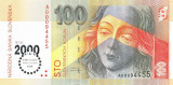 SLOVACIA █ bancnota █ 100 Korun █ 1993 / 2000 █ COMEMORATIV MILENIU █ P-36 █ UNC
