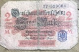 BNKSTR01DE Bancnotă Germania Imperială (WWI) - 2 Mark 1914, Darlehnskassenschein, varianta cu sigiliu albastru