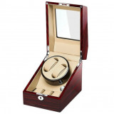 Cutie intors ceasuri automatice iUni, Watch Winder 2 + 3 spatii depozitare Mahon-Crem