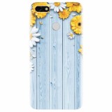 Husa silicon pentru Huawei P9 Lite mini, Sunflower On Blue Wood