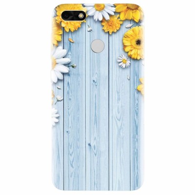 Husa silicon pentru Huawei Y6 Pro 2017, Sunflower On Blue Wood foto