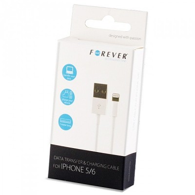 Cablu Date si Incarcare USB-A - Lightning Forever, 18W, 1m, Alb foto