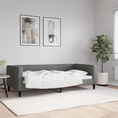 vidaXL Cadru de pat, gri &amp;icirc;nchis, 90x190 cm, material textil 353994 foto