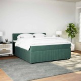 VidaXL Pat box spring cu saltea, verde &icirc;nchis, 180x200 cm, catifea 3290115