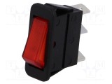 Rocker SPST 2 ON-OFF 16A/250VAC cu lampă neon roșie BULGIN
