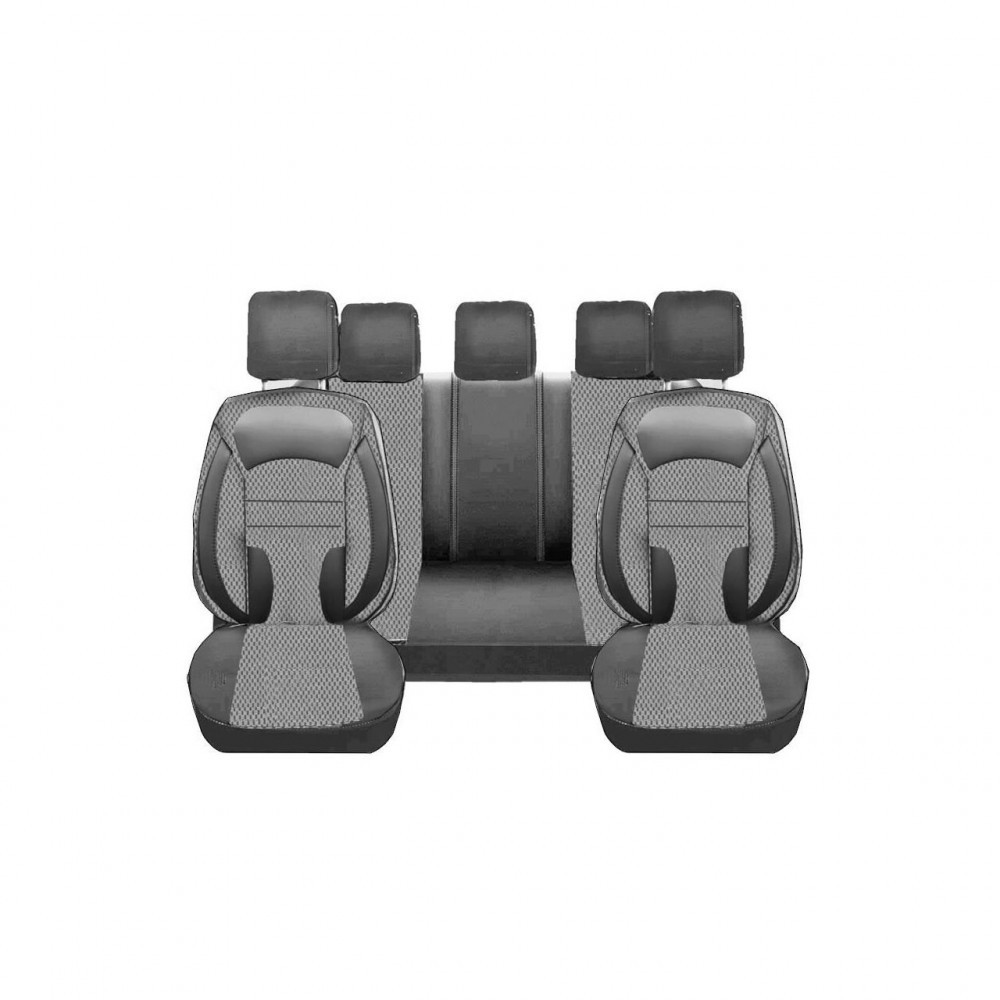 Set Huse Scaune Auto pentru Volkswagen Golf 4 - DeluxeBoss stofa cu piele  ecologica, negru cu gri, 11 bucati | Okazii.ro