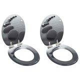 vidaXL Capace WC cu &icirc;nchidere silențioasă, 2 buc., MDF, design pietre 276996