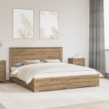 vidaXL Cadru de pat cu sertar cu headboard cu depozitare Lemn compozit 3410296