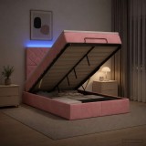 Cumpara ieftin Pat Ottoman cu Saltea si LED Roz 120 x 190 cm Catifea