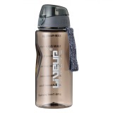 Sticla Apa Sport din Plastic Negru Transparent Motivation cu Capac Gri - 600ml - Perfecta pentru activitati sportive