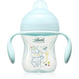 Chicco Transition Cup 4m+ cană pentru antrenament cu m&acirc;nere Teal 200 ml