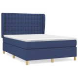 Cumpara ieftin Pat box spring cu saltea, albastru, 140x200 cm, textil
