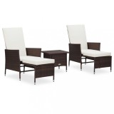 Gossi set mobilier relaxare gradina cu perne 3 piese maro poliratan