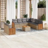 vidaXL Set canapele de grădină cu perne, 10 piese, bej, poliratan 3260190