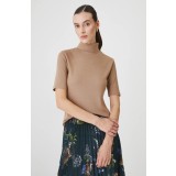 Medicine tricou femei, culoarea bej, cu guler