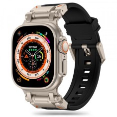 Curea Techsuit W064 pentru Apple Watch 49mm / 46mm / 45mm / 44mm / 42mm Series, Argintie Neagra