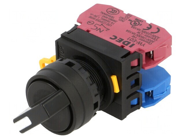 Comutator rotativ 22mm negru