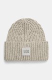 UGG caciula din amestec de lana culoarea gri, din tricot gros