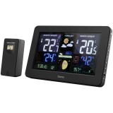 Statie meteo Hama Premium, Termometru, Higrometru, Barometru, Ceas DCF Radio, Alarma inghet, USB, Negru