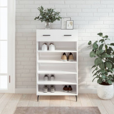 Pantofar, alb extralucios, 60x35x105 cm, lemn prelucrat foto