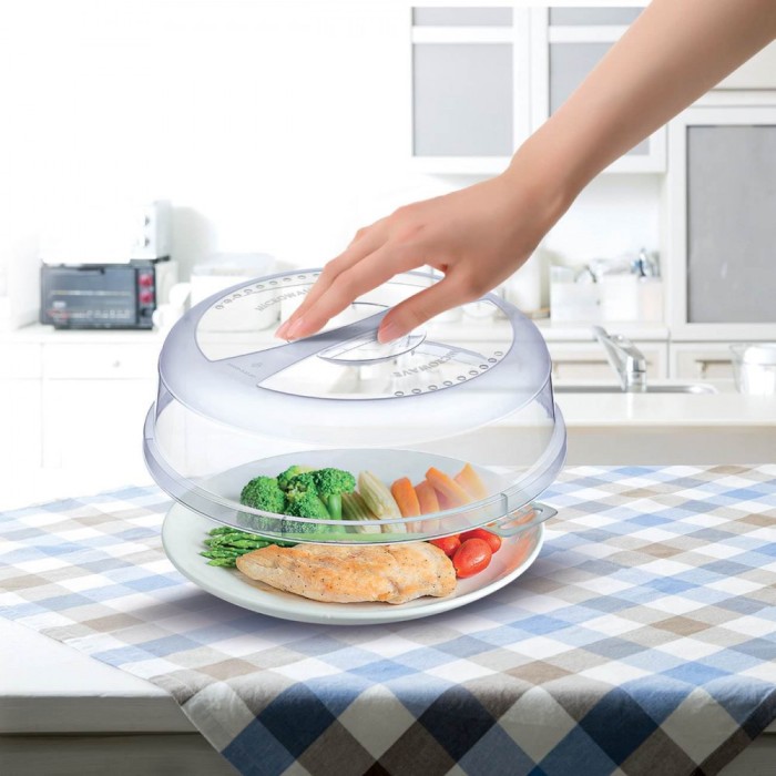 Capac Cuptor Microunde, Transparent, Plastic, Diametru 24.5cm, &Icirc;nălțime 7.5cm, Potrivit Pentru Mașina De Spălat Vase