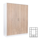Dulap/Sifonier Miami 160x205 cm, stejar sonoma-alb, 11 rafturi, 2 sertare, Lemn, Dormitor/Hol