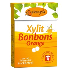 Drajeuri cu xylitol si portocale, 30g, Birkengold