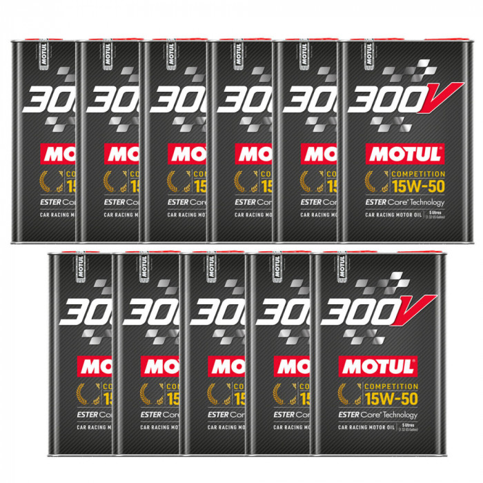 Set 11 Buc Ulei Motor Motul 300V Competition Ester Core&reg; Technology 15W-50 5L 110861