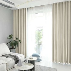 Draperie din catifea blackout cu rejansa transparenta cu ate pentru galerie, Madison, 150x245 cm, densitate 700 g/ml, Winter White, 1 buc