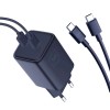 Incarcator Retea Cu Cablu USB-C 3MK HyperCharger, 45W, 3A, 2 x USB-C, Negru, Universal