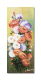 Cumpara ieftin Tablou cu flori pictat manual - Florile mele din gadina bunicii, 60x25cm ulei pe panza, gata de agatat pe perete