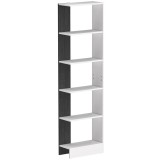 HOMCOM Raft &Icirc;ngust cu 5 Etajere, Raft Economisitor de Spațiu Modern din Lemn, Bibliotecă pentru Baie, Living, Dormitor, Birou, 45x21x170 cm, Alb și Ne
