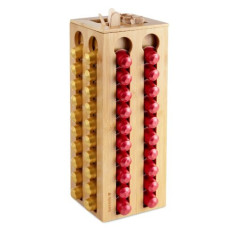 Suport rotativ pentru capsule de cafea din bambus Navaris, 80 capsule, Maro, 52544.01