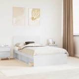 Cumpara ieftin Cadru de pat cu headboard Alb 120 x 200 cm Lemn de pin masiv