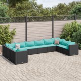 VidaXL Set mobilier de grădină cu perne, 10 piese, negru, poliratan 3308284