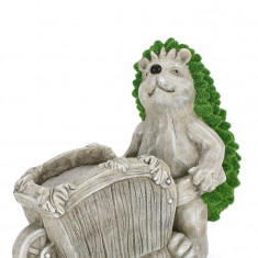 Ghiveci Hedgehog, Bizzotto, 36.5x19.5x32.5 cm, magneziu, gri/verde